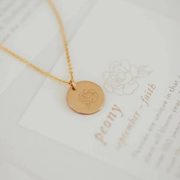 September Peony Birth Flower Bohemian Necklace - Picture 4 of 11